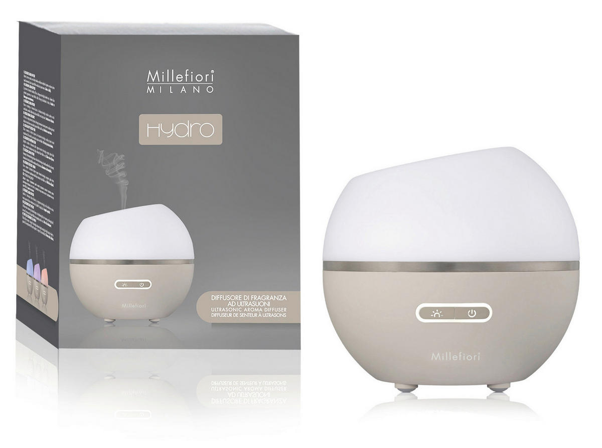 DIFFÚZOR  virágos  - bézs/fehér, Basics, műanyag/Üveg (15/11.5/13.5cm)