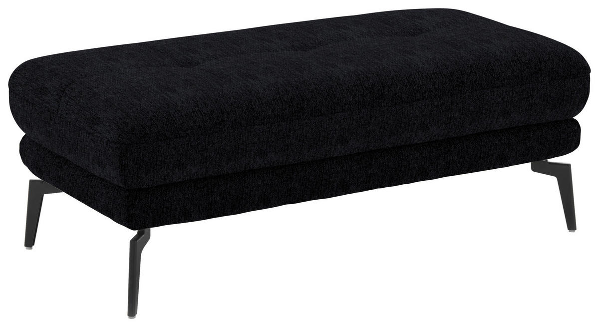 HOCKER in Textil Dunkelblau  - Schwarz/Dunkelblau, Design, Textil/Metall (132/45/68cm) - Beldomo Style