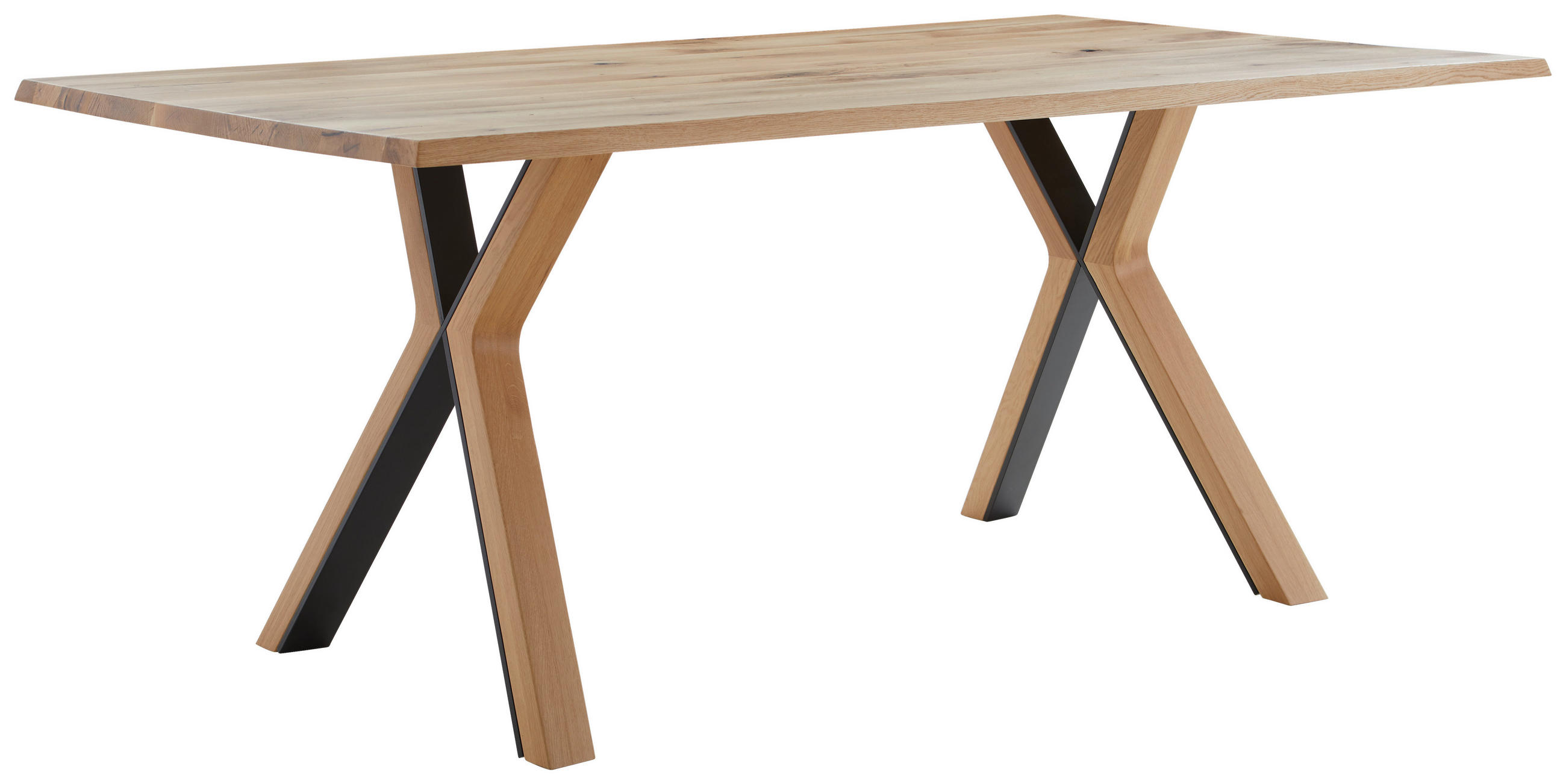ESSTISCH Eiche massiv rechteckig Eichefarben  - Eichefarben/Schwarz, Design, Holz/Metall (200/100/75cm) - Valdera