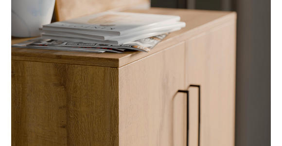 SCHUHSCHRANK 80/120/38 cm  - Eichefarben/Silberfarben, Basics, Holzwerkstoff/Kunststoff (80/120/38cm) - Moderano