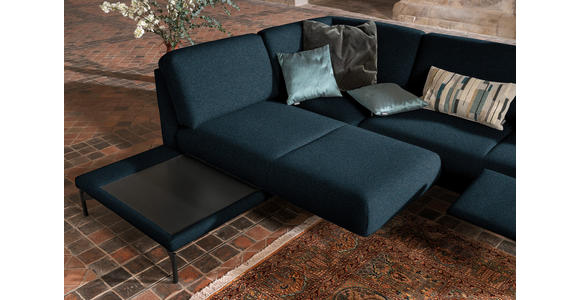 ECKSOFA in Flachgewebe, Struktur Dunkelblau  - Anthrazit/Dunkelblau, Design, Textil/Metall (230/254cm) - Ambiente