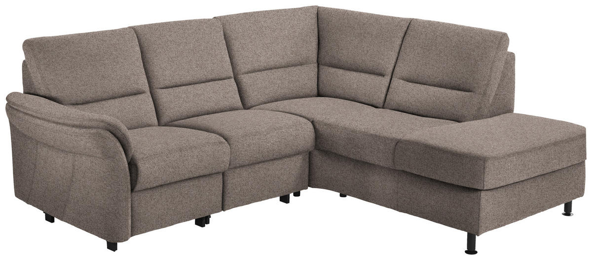 ECKSOFA in Flachgewebe Hellbraun  - Hellbraun/Schwarz, Modern, Textil/Metall (227/203cm) - Beldomo System