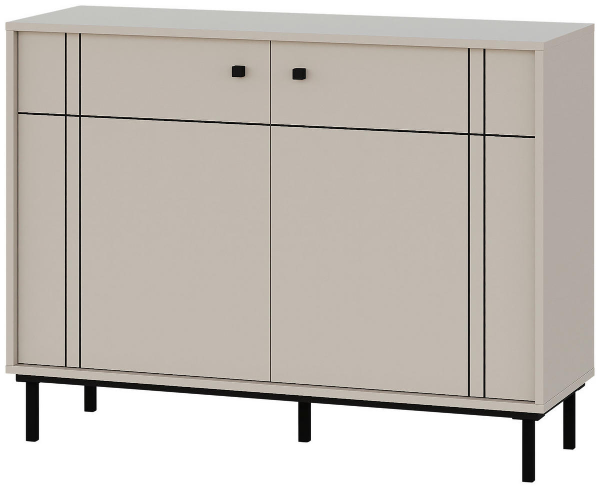 KOMODA, kašmir  - črna/kašmir, Moderno, kovina/umetna masa (81,8/108/37cm) - Carryhome
