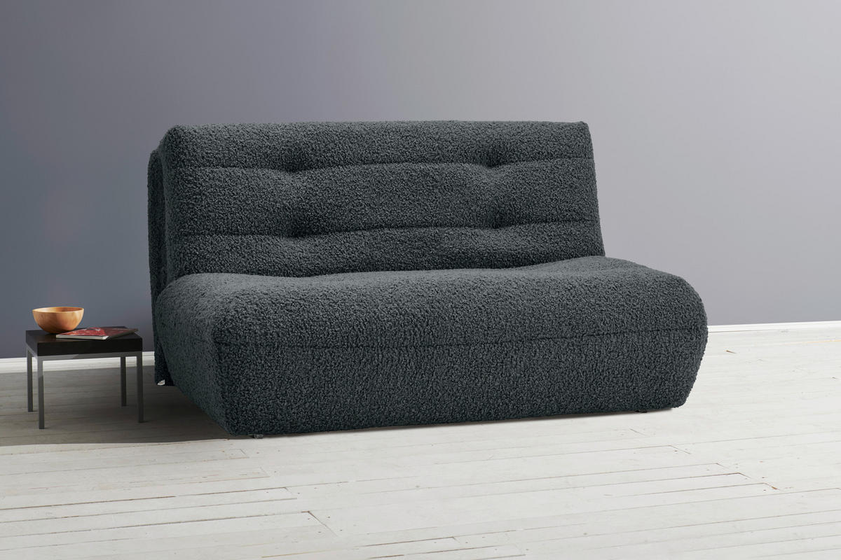 SCHLAFSOFA Teddystoff Anthrazit  - Anthrazit/Schwarz, KONVENTIONELL, Kunststoff/Textil (150/85/100cm) - Carryhome