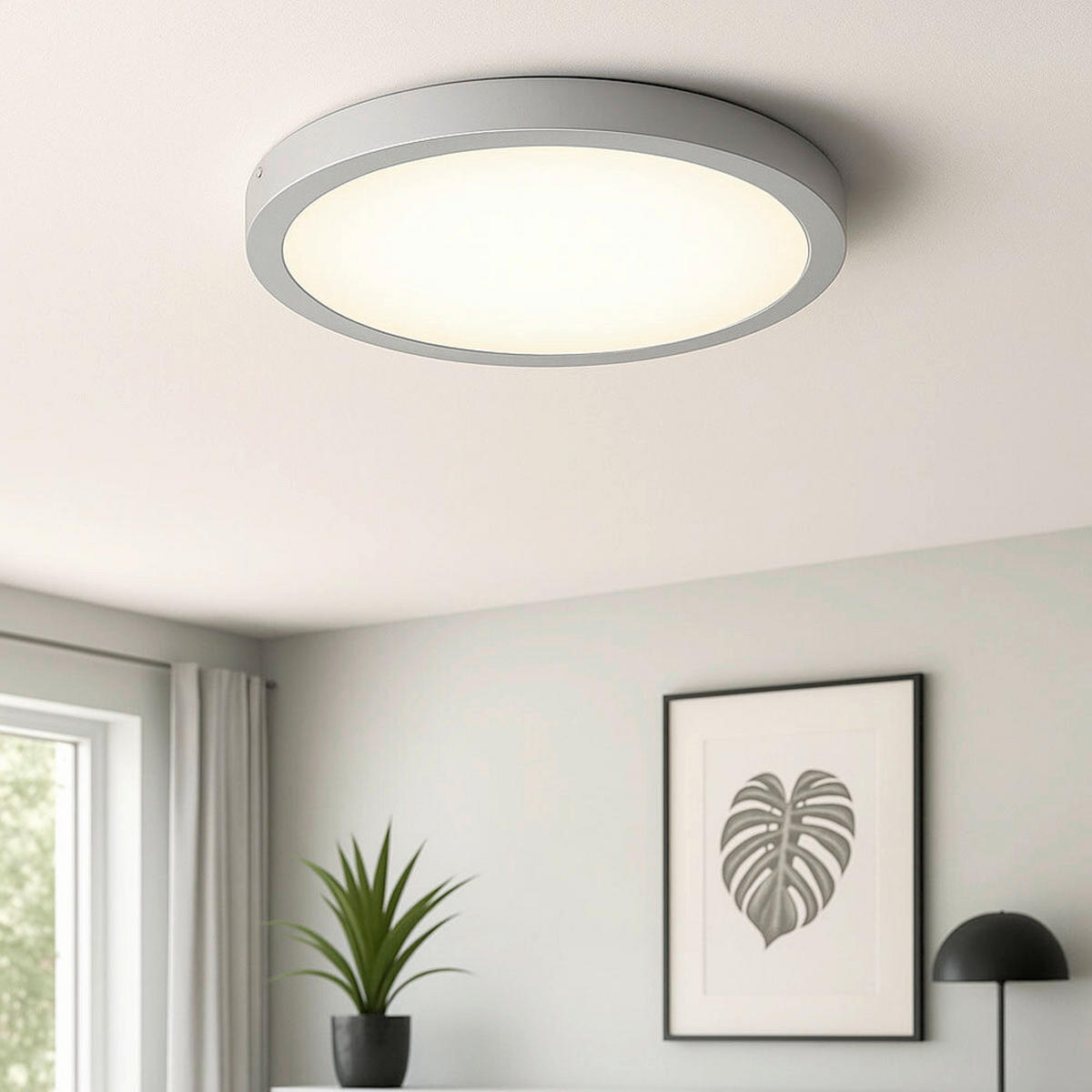 AUFBAULEUCHTE 40/3,5 cm   - Chromfarben/Weiß, Design, Kunststoff/Metall (40/3,5cm) - Globo