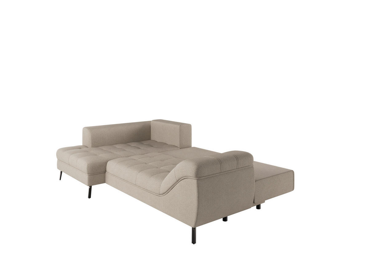 Ecksofa inkl. Funktionen in Webstoff Beige  - Beige/Schwarz, Modern, Textil/Metall (177/279cm)