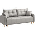 SCHLAFSOFA  in Chenille Hellgrau  - Buchefarben/Hellgrau, Design, Holz/Textil (217/97/101cm) - Carryhome