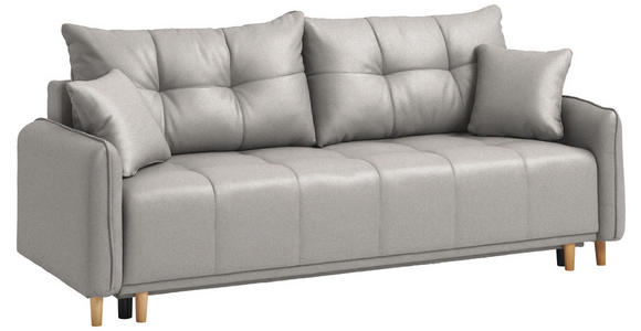 SCHLAFSOFA  in Chenille Hellgrau  - Buchefarben/Hellgrau, Design, Holz/Textil (217/97/101cm) - Carryhome