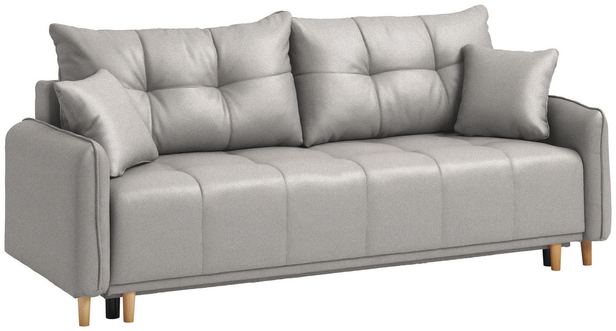 SCHLAFSOFA Chenille Hellgrau  - Buchefarben/Hellgrau, Design, Holz/Textil (217/97/101cm) - Carryhome
