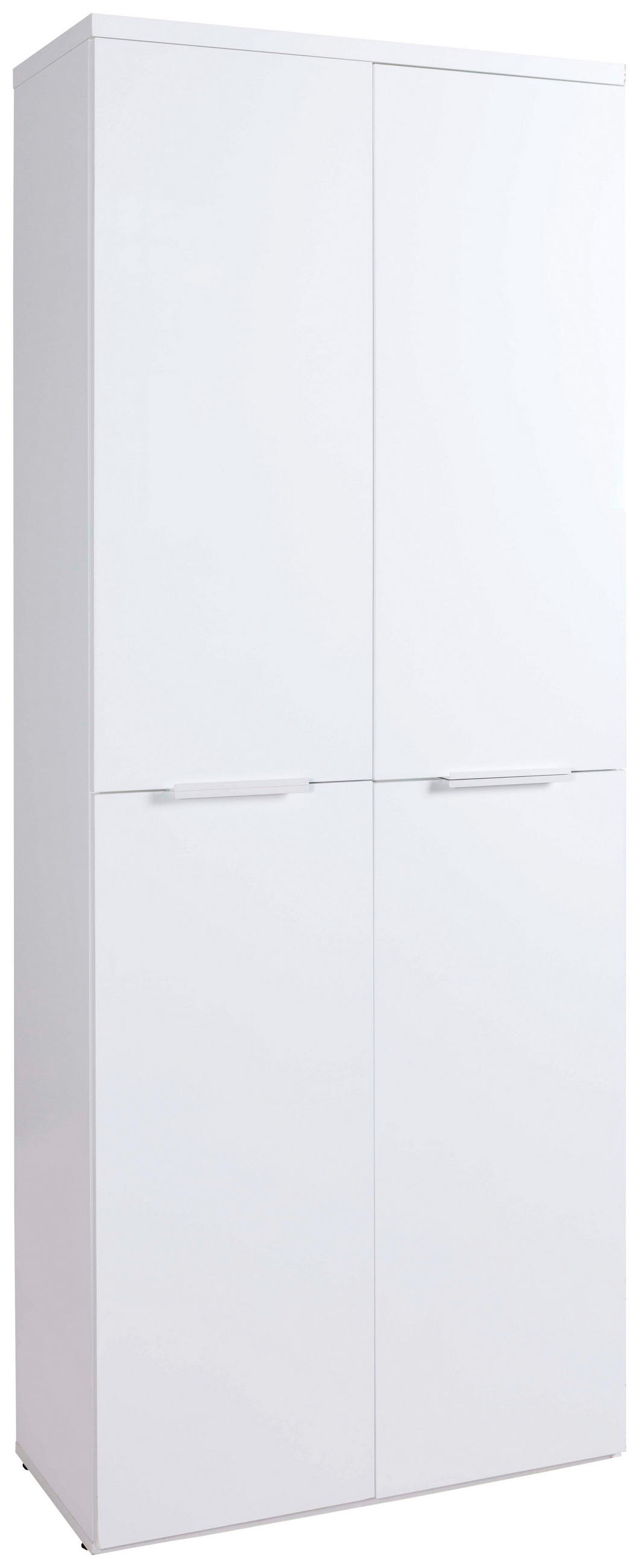 SCHUHSCHRANK Weiß Hochglanz  - Weiß Hochglanz/Schwarz, Basics, Holzwerkstoff/Kunststoff (80/200/35cm) - Carryhome