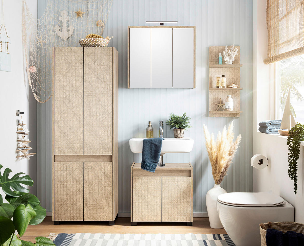 HOCHSCHRANK 56,9/164,5/33 cm  - Eichefarben/Beige, MODERN, Holzwerkstoff/Kunststoff (56,9/164,5/33cm) - MID.YOU