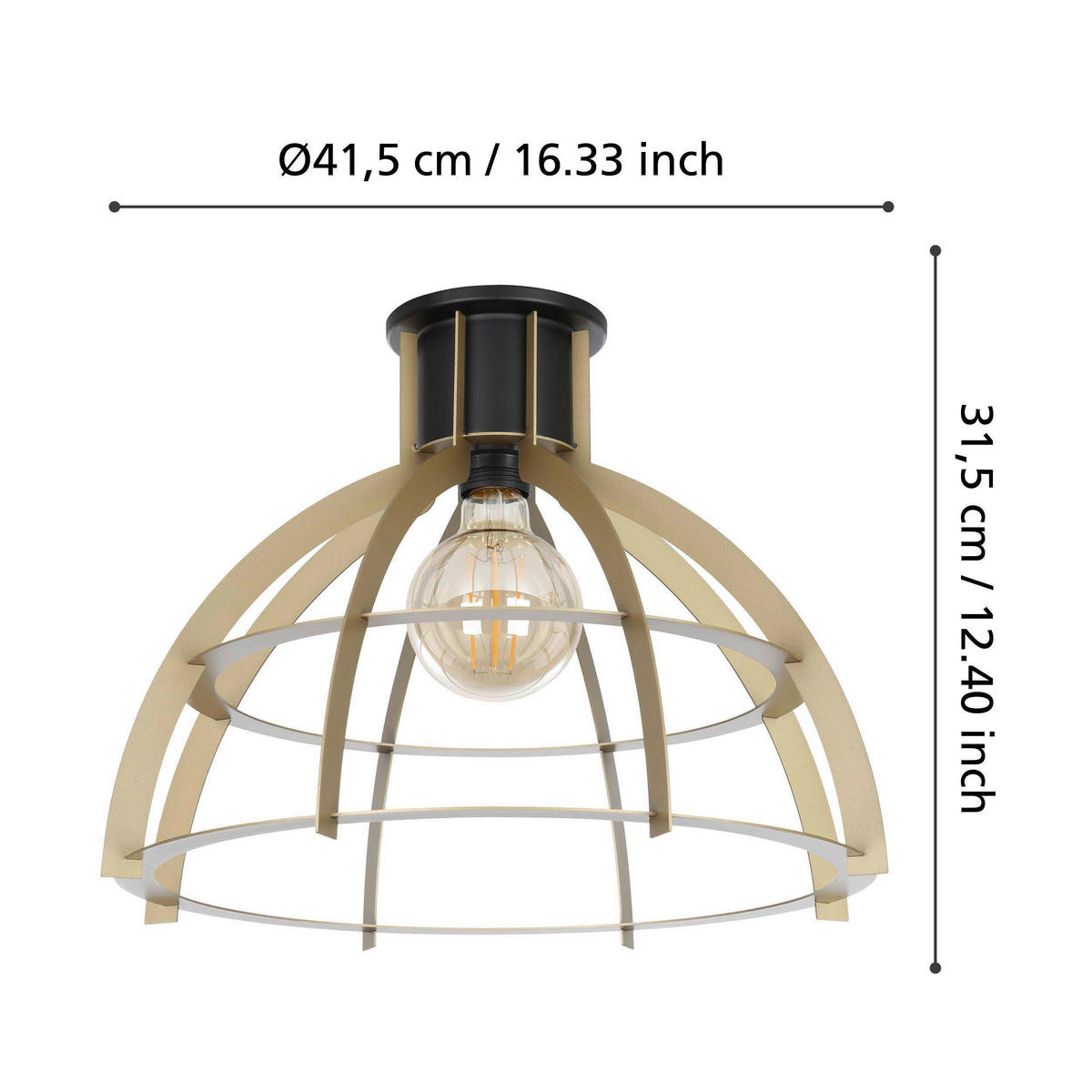 DECKENLEUCHTE  41,5/31,5 cm    - Goldfarben/Schwarz, KONVENTIONELL, Metall (41,5/31,5cm) - Eglo