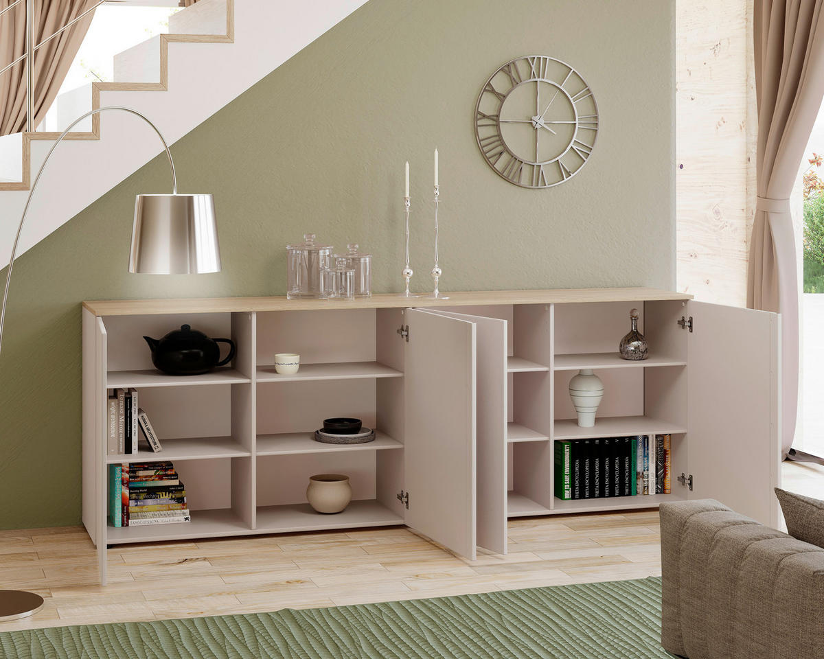 KOMODA   240,1/89/43 cm   boje hrasta, kašmir  - kašmir/boje hrasta, Design, drvni materijal/metal (240,1/89/43cm) - Voleo