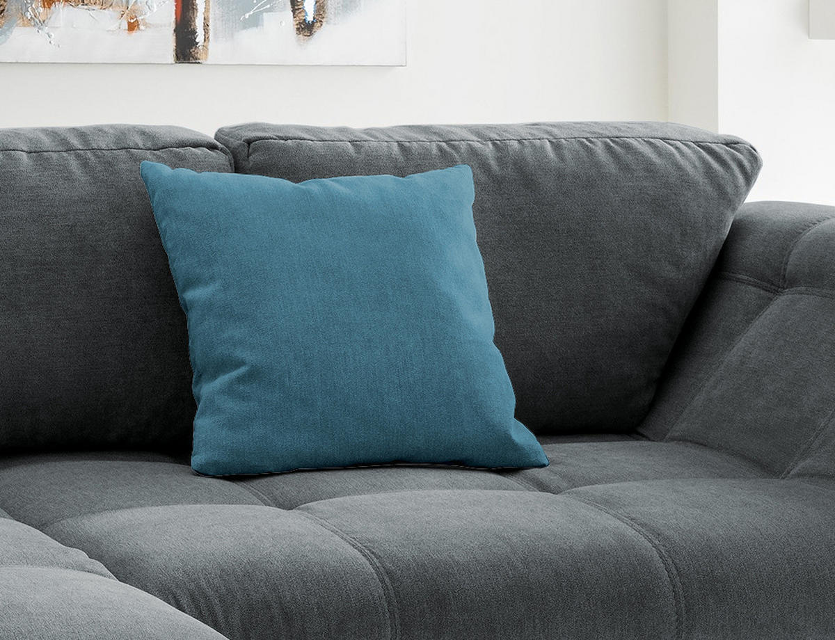 KUTNA GARNITURA tekstil  antracit, plava   - boje kroma/plava, Design, tekstil/plastika (190/250cm) - Livetastic