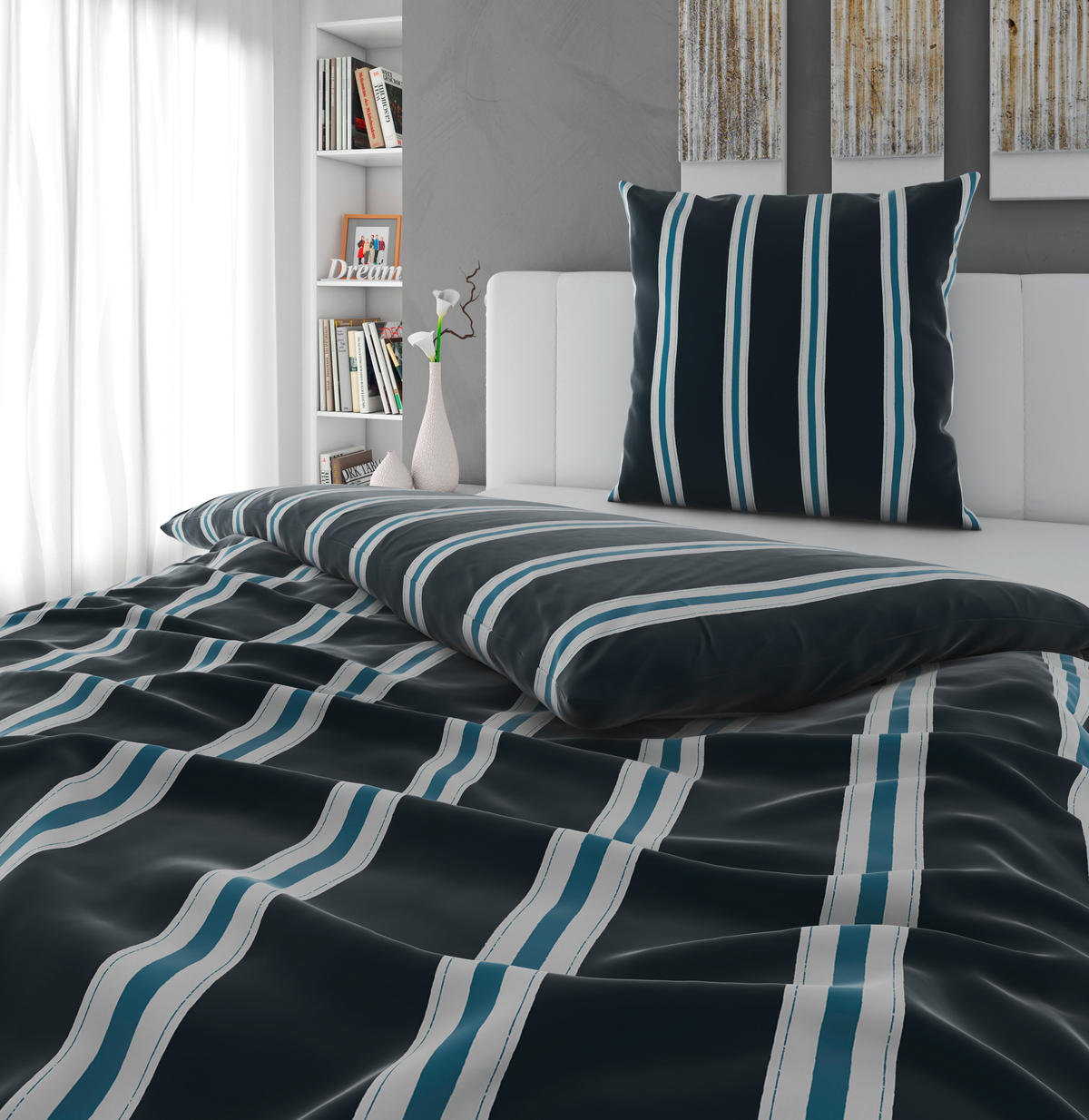BETTWÄSCHE 2-teilig Satin 135/200 cm  - Grün, Textil (135/200cm) - Novel