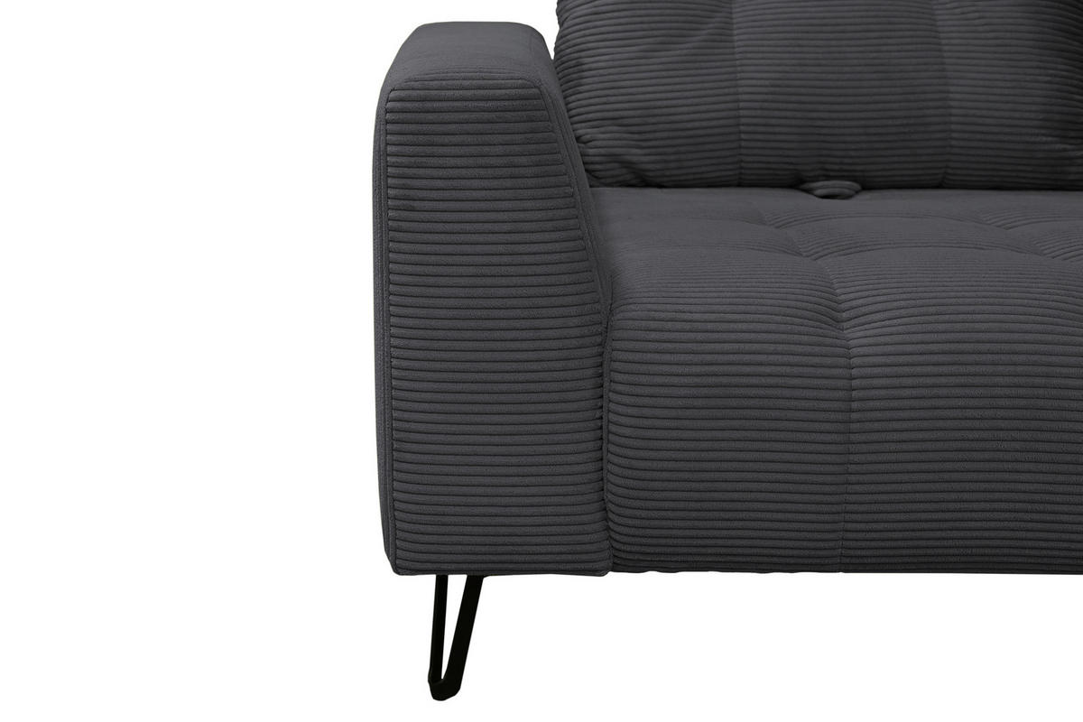 BIGSOFA Cord Anthrazit  - Anthrazit/Schwarz, KONVENTIONELL, Textil/Metall (246/100/116cm) - Carryhome