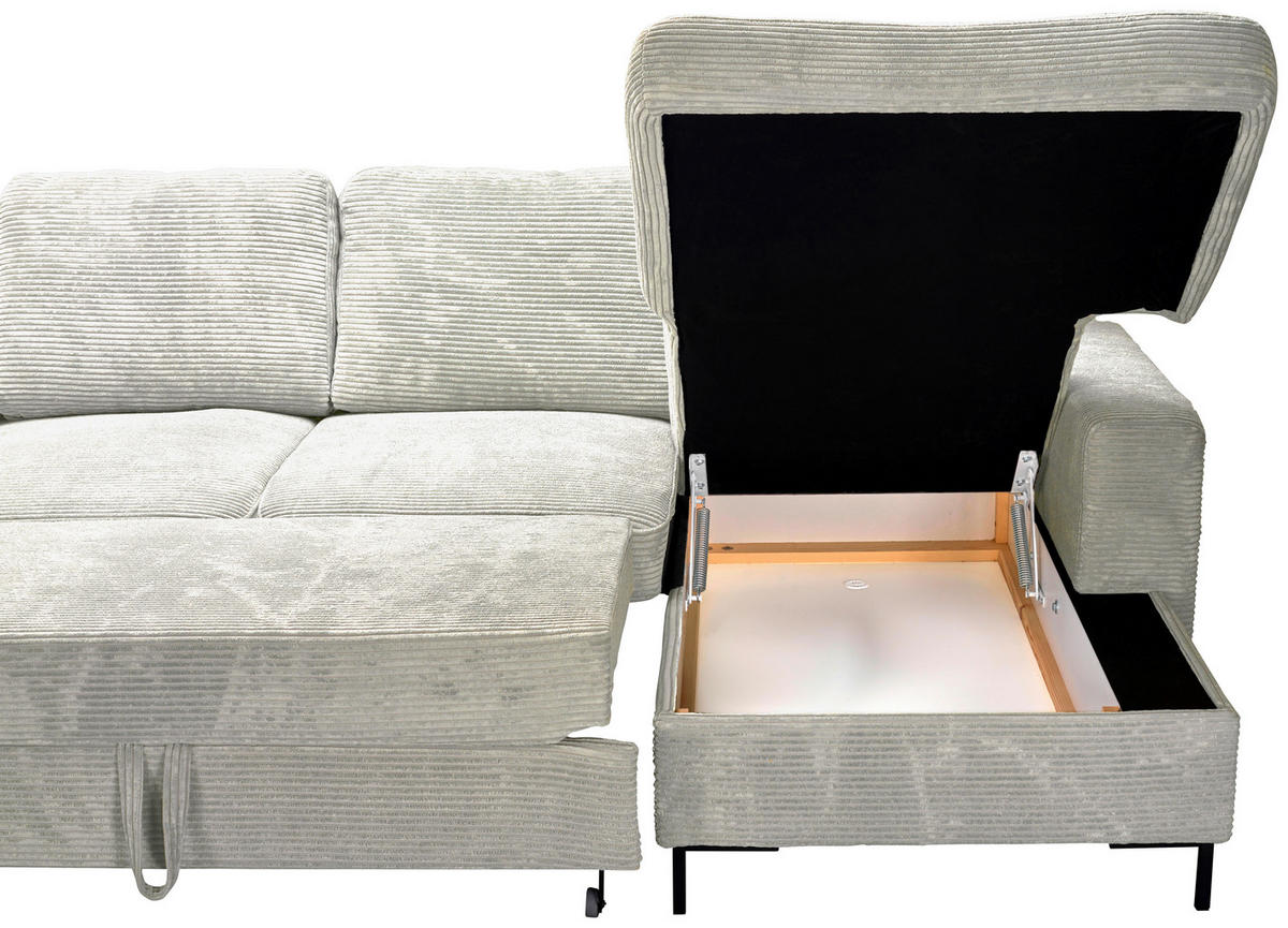 WOHNLANDSCHAFT Naturfarben Cord  - Schwarz/Naturfarben, KONVENTIONELL, Textil/Metall (197/303/148cm) - Carryhome