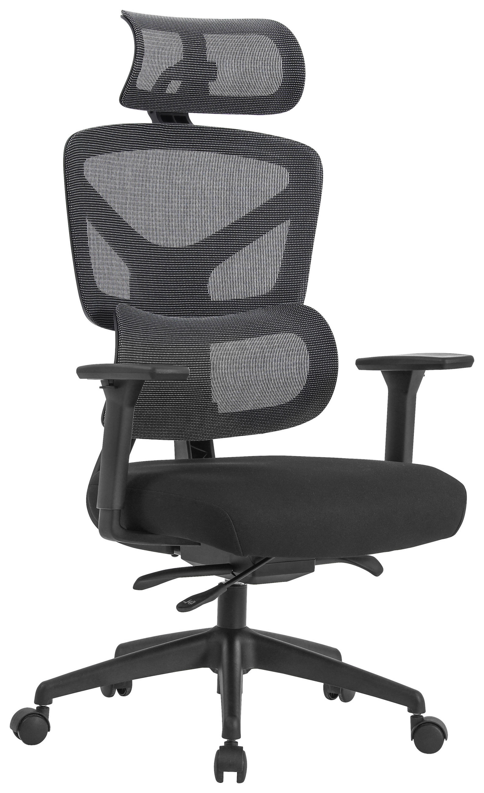 SCAUN ROTATIV  plasă tensionată negru  - negru, Design, plastic/metal (66/125-133/66cm) - Novel