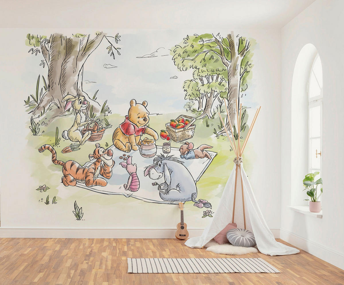 FOTOTAPETE WINNIE THE POOH  - Naturfarben, Design, Textil (300/250cm) - Disney