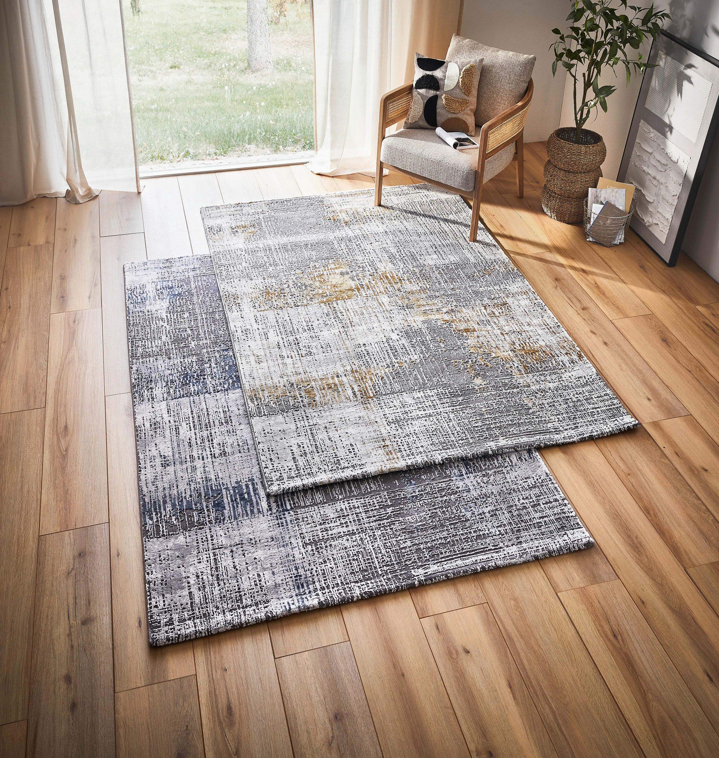 VINTAGE-TEPPICH 160/230 cm Blau, Grau  - Blau/Grau, Design, Textil (160/230cm) - Novel