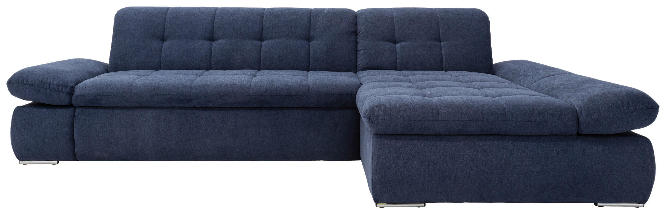 ECKSOFA Dunkelblau Mikrofaser  - Chromfarben/Dunkelblau, KONVENTIONELL, Textil/Metall (300/172cm) - MID.YOU
