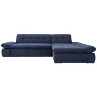 ECKSOFA Dunkelblau Mikrofaser  - Chromfarben/Dunkelblau, KONVENTIONELL, Textil/Metall (300/172cm) - MID.YOU