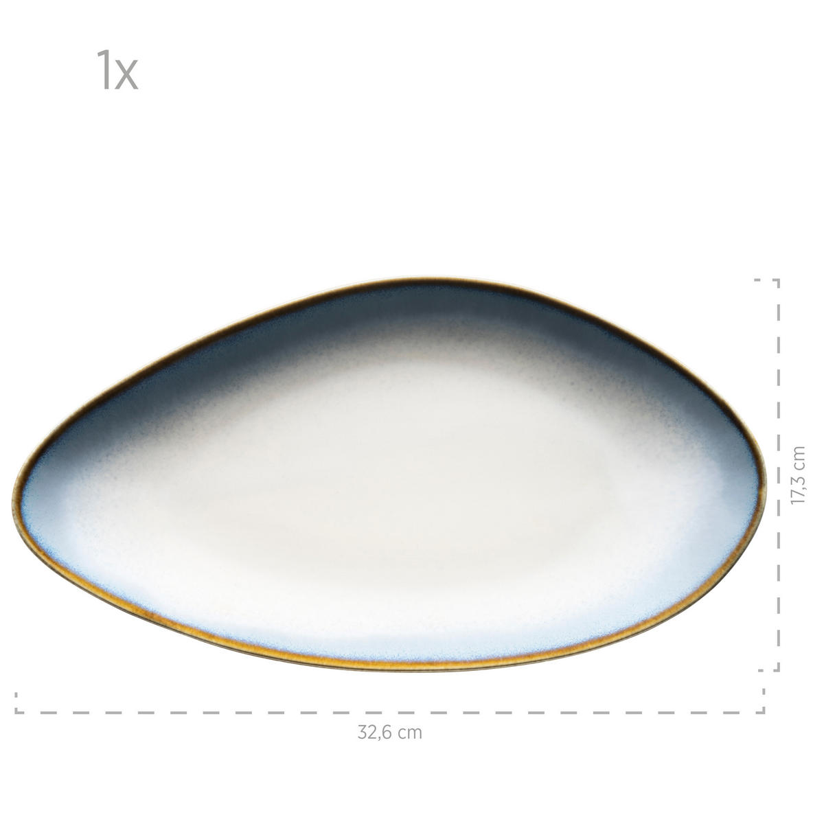 SERVIERPLATTE - Weiß/Hellblau, Basics, Keramik (36,5/12,5/21,5cm) - Mäser