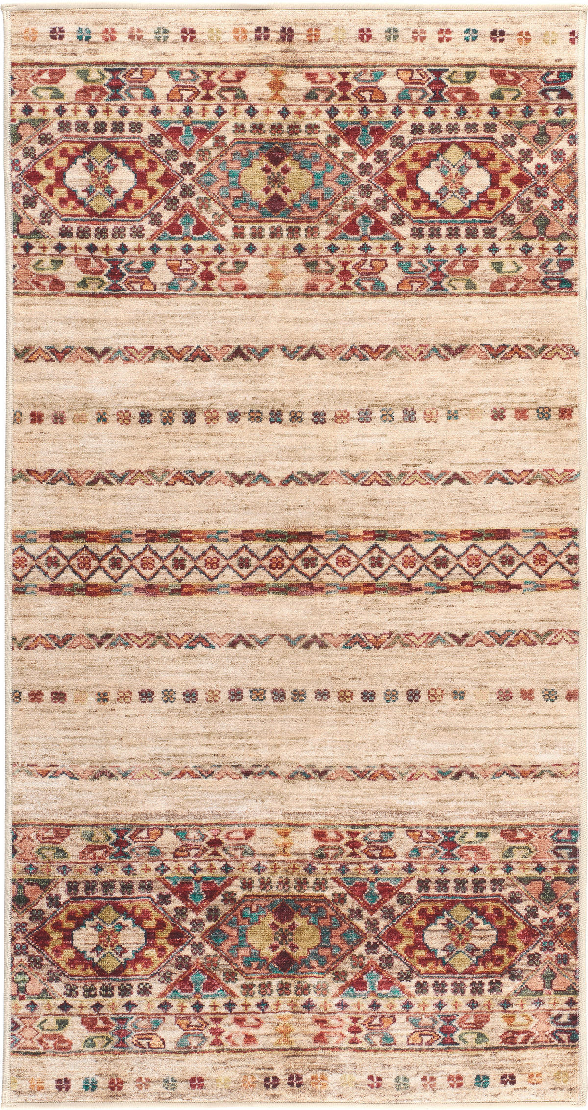 VINTAGE-TEPPICH Cortea Araqan 80/150 cm  in Terracotta, Graublau, Elfenbein  - Elfenbein/Graublau, LIFESTYLE, Kunststoff/Textil (80/150cm) - Lindorug