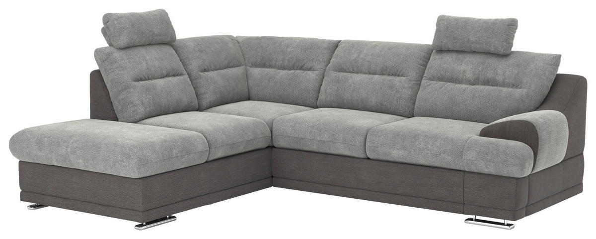 SAROKGARNITÚRA textil taupe  - bézs/krómszínű, Basics, textil/fém (217/88/264cm) - Welnova