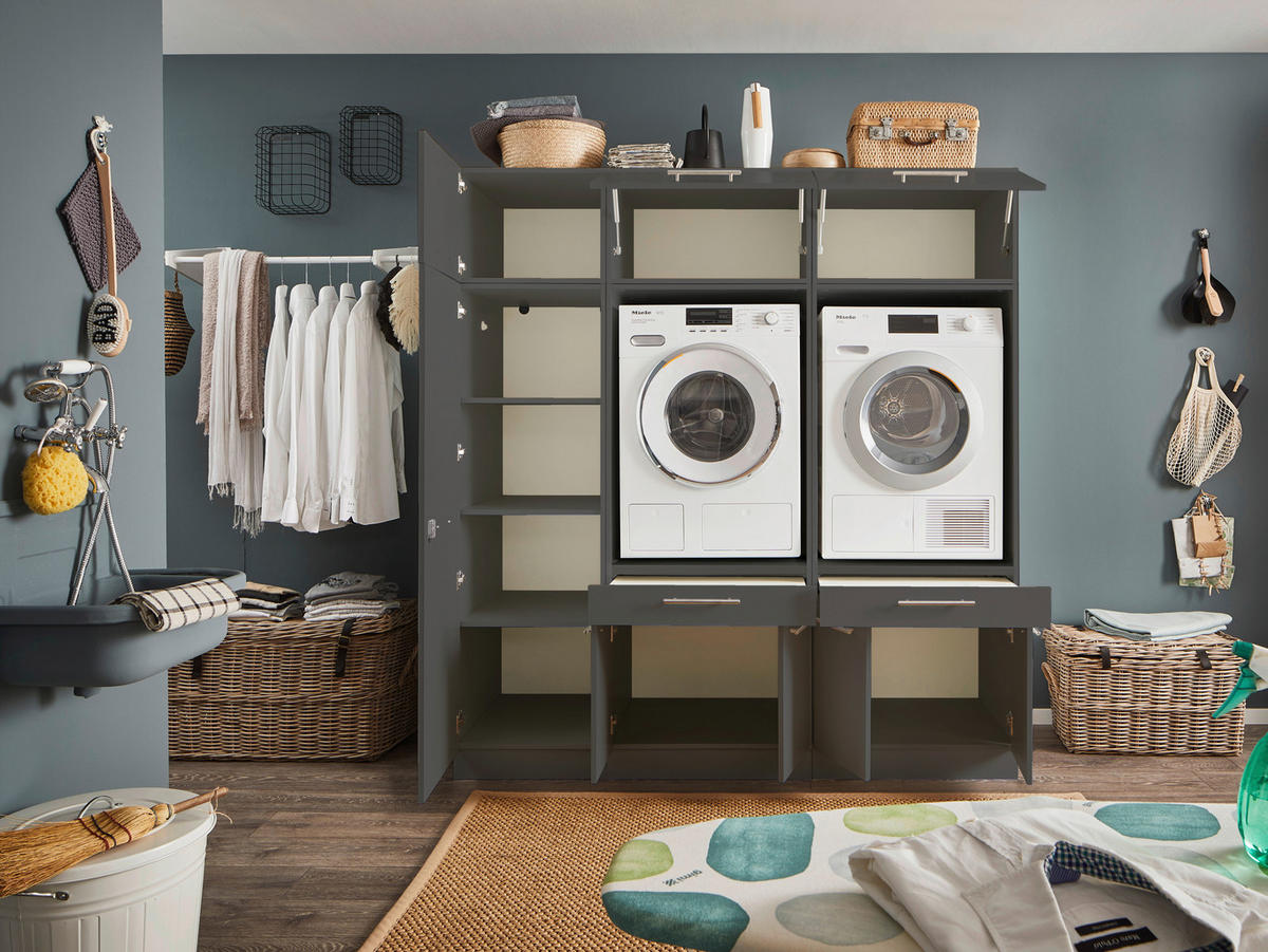 MEHRZWECKSCHRANK 50/162/67,5 cm  in Anthrazit  - Anthrazit/Silberfarben, Design, Holzwerkstoff/Metall (50/162/67,5cm)