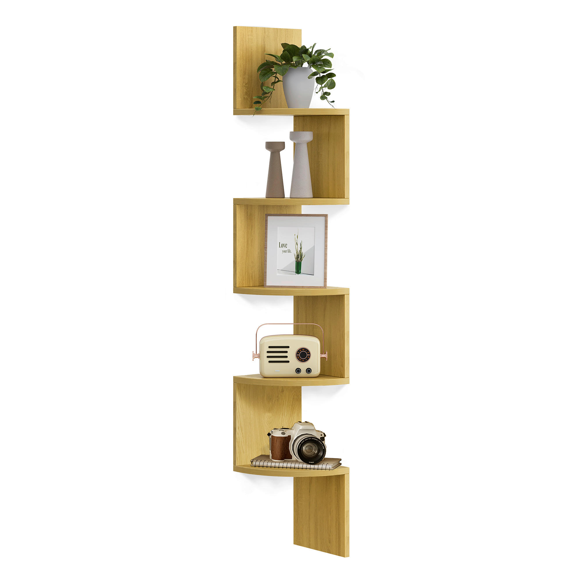 NÁSTENNÁ KNIŽNICA, farba duba, recyklované drevo, 20/126/20 cm - farba duba, Trend, kompozitné drevo (20/126/20cm) - Boxxx