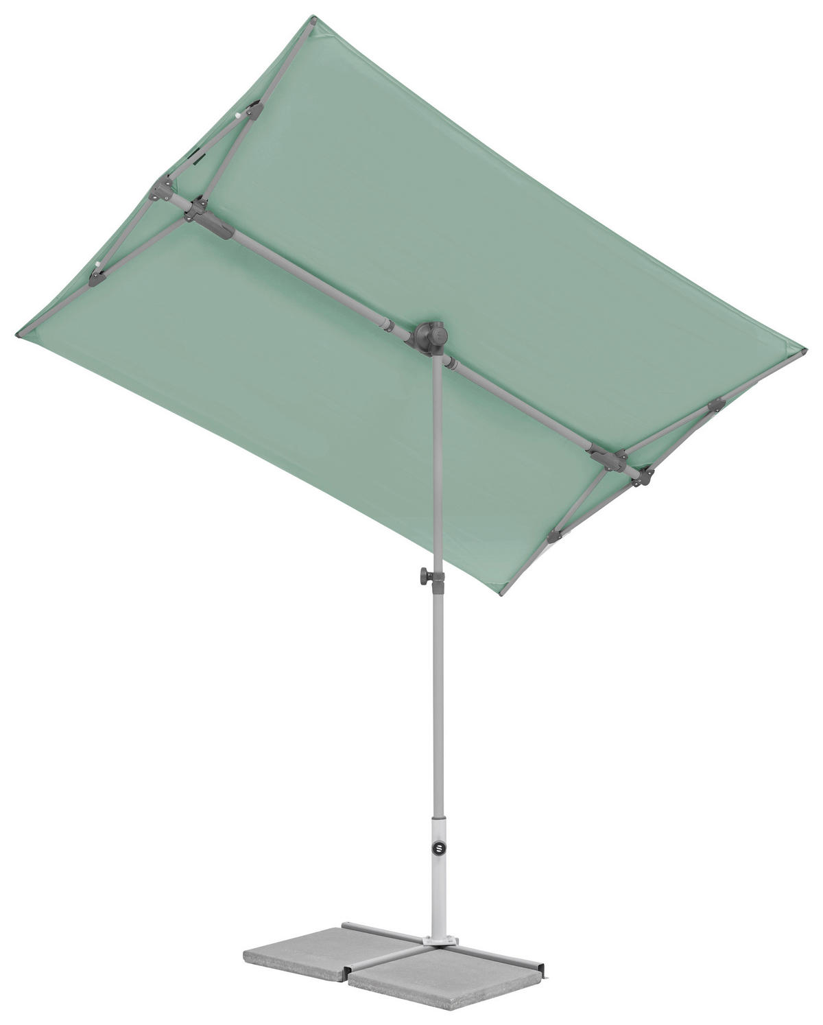 SONNENSCHIRM  195/140 cm  - Platinfarben/Salbeigrün, KONVENTIONELL, Metall (195/140cm) - Suncomfort by Glatz