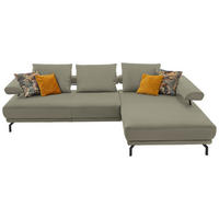 ECKSOFA in Echtleder Hellgrau  - Hellgrau/Schwarz, Design, Leder/Metall (305/224cm) - Dieter Knoll