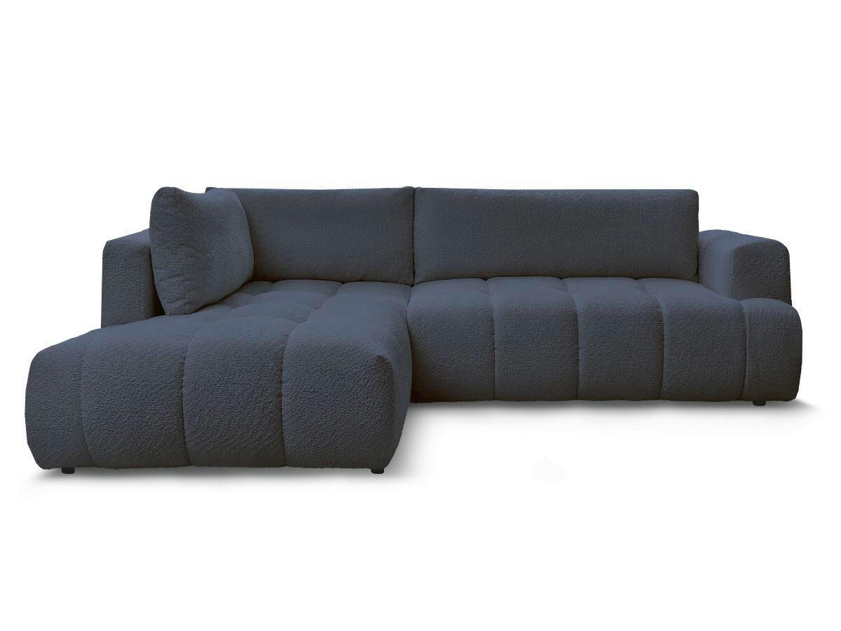 ECKSCHLAFSOFA FUJI Bouclé Dunkelblau  inkl.  - Schwarz/Dunkelblau, MODERN, Kunststoff/Textil (204/282cm)