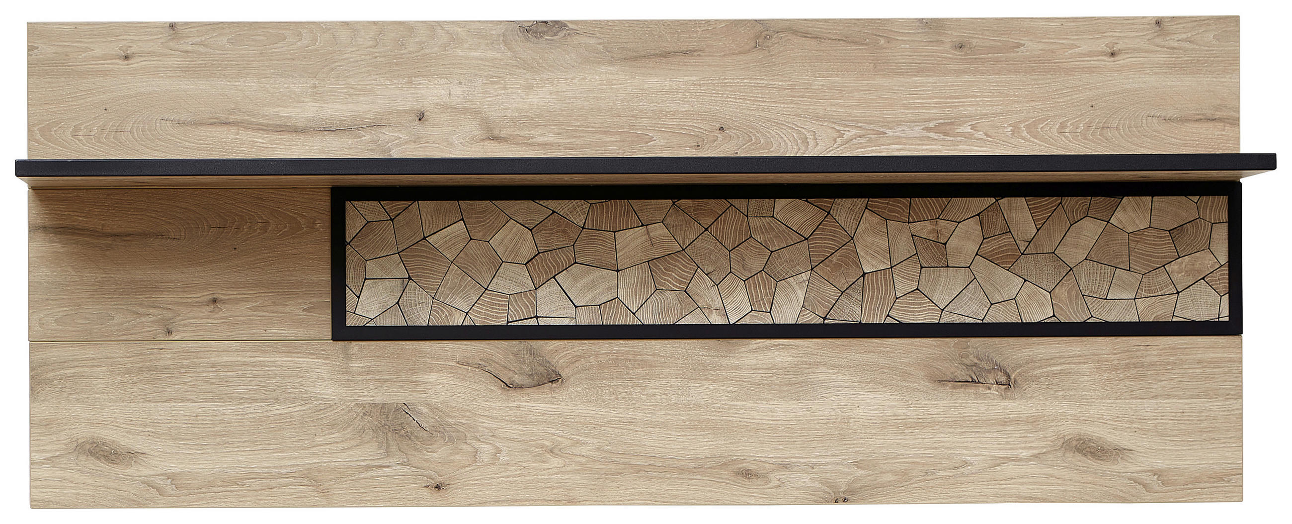 WANDBOARD Schwarz, Eichefarben  - Eichefarben/Schwarz, KONVENTIONELL, Holzwerkstoff (160/64/24cm) - Livetastic