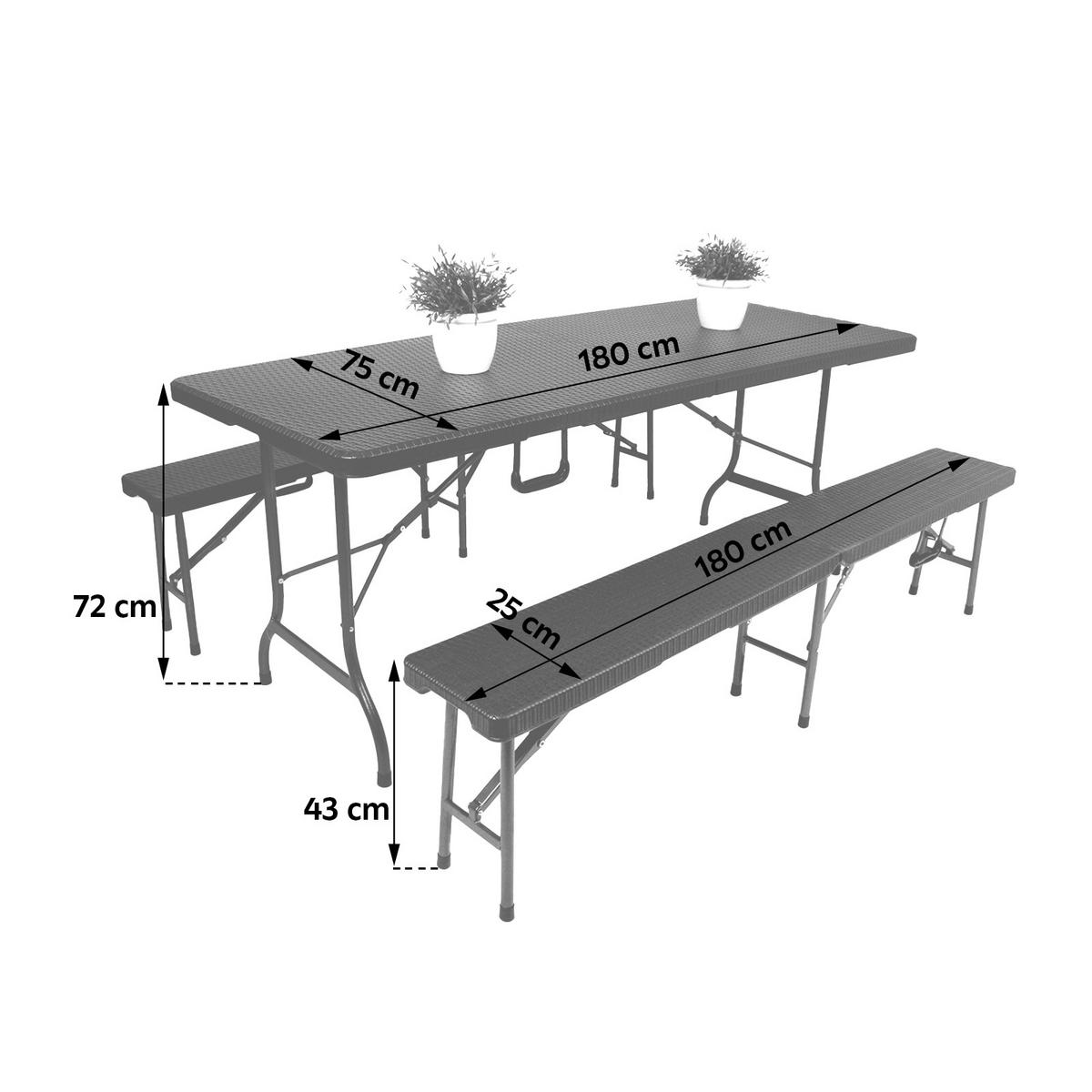 GARTENGARNITUR 3-teilig Stahl  - Schwarz, Basics, Kunststoff/Metall (180/75/73cm) - Gardenson