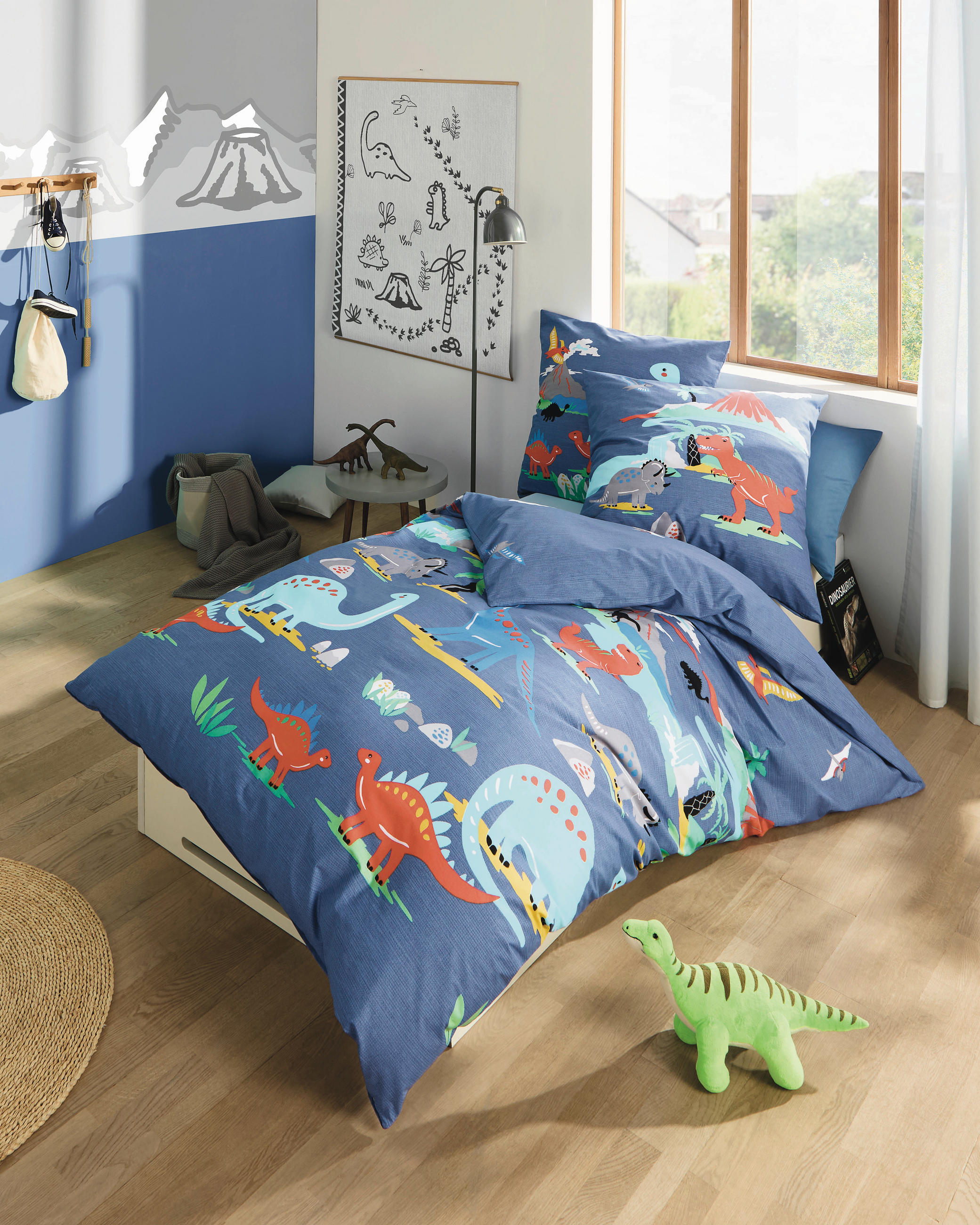 BETTWÄSCHE Dinosaurus Flanell 140/200 cm  - Blau, Trend, Textil (140/200cm) - Kaeppel