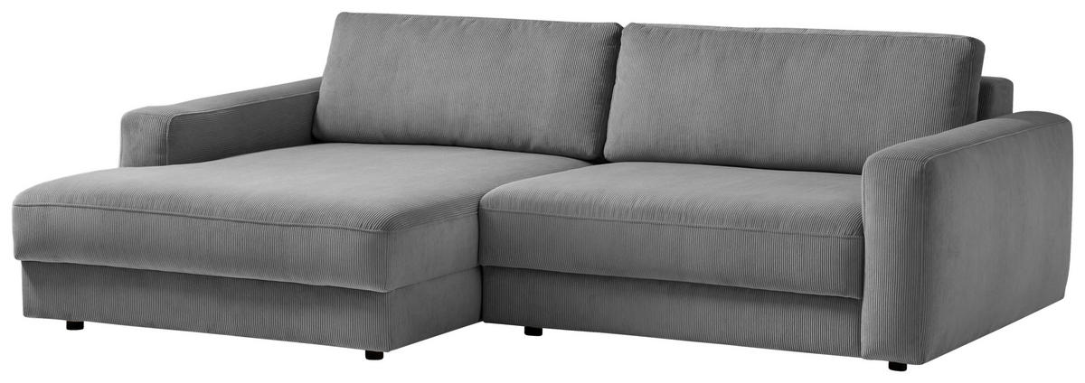 ECKSOFA Cord Dunkelgrau  - Dunkelgrau/Schwarz, Modern, Textil (176/250cm) - Trendmanufaktur