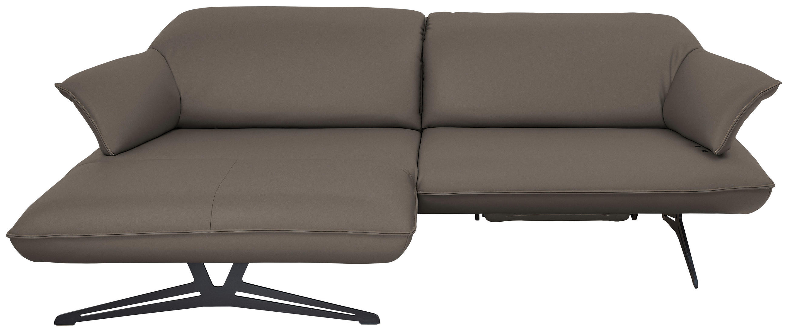 ECKSOFA in Echtleder Graubraun  - Graubraun/Beige, Design, Leder/Metall (169/252cm) - Koinor
