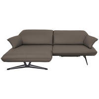 ECKSOFA in Echtleder Graubraun  - Graubraun/Beige, Design, Leder/Metall (169/252cm) - Koinor