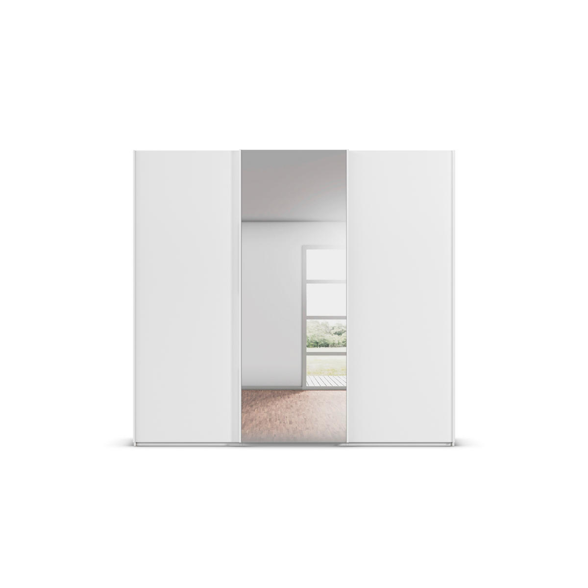 SCHWEBETÜRENSCHRANK 242/223/69 cm,  in Weiß, 3 Tür(en)  - Weiß, Basics, Glas/Holzwerkstoff (242/223/69cm) - Rauch Möbel