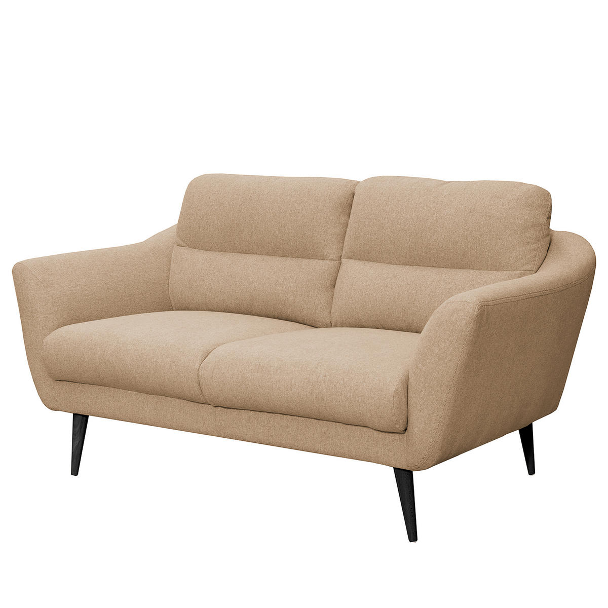 2-SITZER-SOFA in Webstoff Beige  - Beige/Schwarz, Design, Holz/Textil (158/87/88cm) - Livetastic
