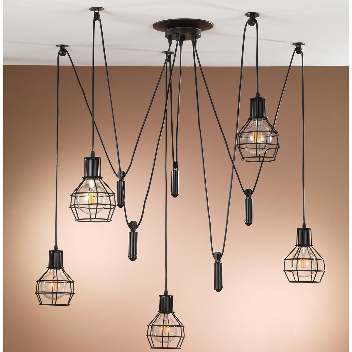 HÄNGELEUCHTE 90/90 cm   - Schwarz, LIFESTYLE, Metall (90/90cm)