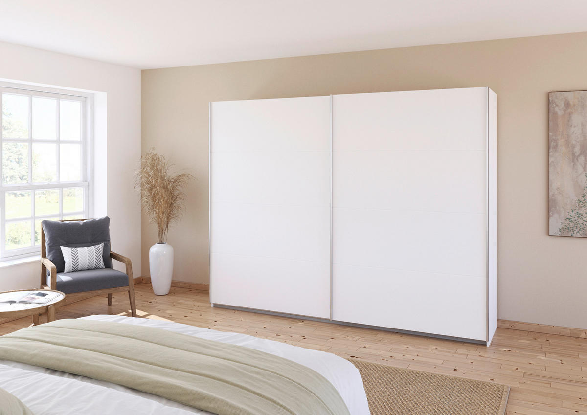 SCHWEBETÜRENSCHRANK  in Weiß  - Alufarben/Weiß, KONVENTIONELL, Holzwerkstoff/Metall (271/210/62cm) - Xora