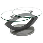 COUCHTISCH Buche massiv ESG, Klarglas 89-128/60/37-40 cm rund Anthrazit, Titanfarben  - Anthrazit/Titanfarben, Basics, Glas/Holz (89-128/60/37-40cm) - Novel