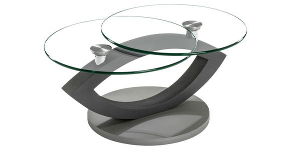 COUCHTISCH Buche massiv ESG, Klarglas 89-128/60/37-40 cm rund Anthrazit, Titanfarben  - Anthrazit/Titanfarben, Basics, Glas/Holz (89-128/60/37-40cm) - Novel