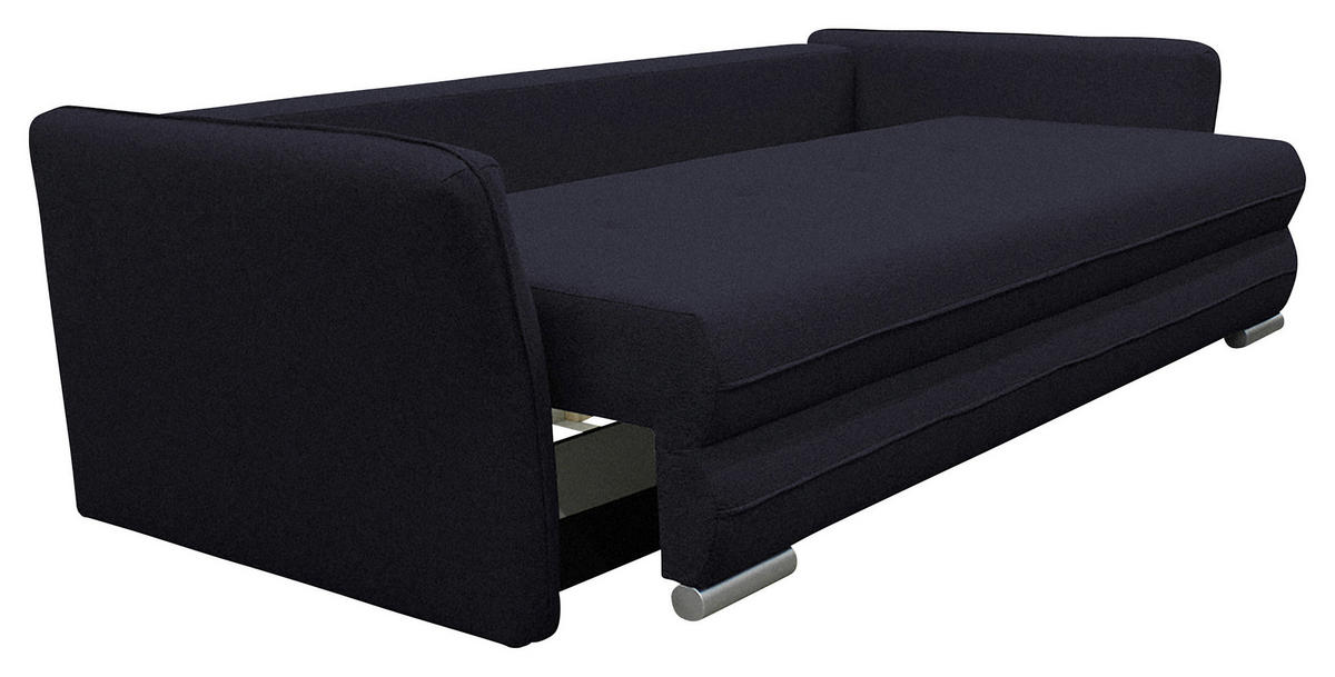 SCHLAFSOFA  mit Webstoff Schwarz  - Silberfarben/Schwarz, Design, Kunststoff/Textil (235/83/106cm) - MID.YOU