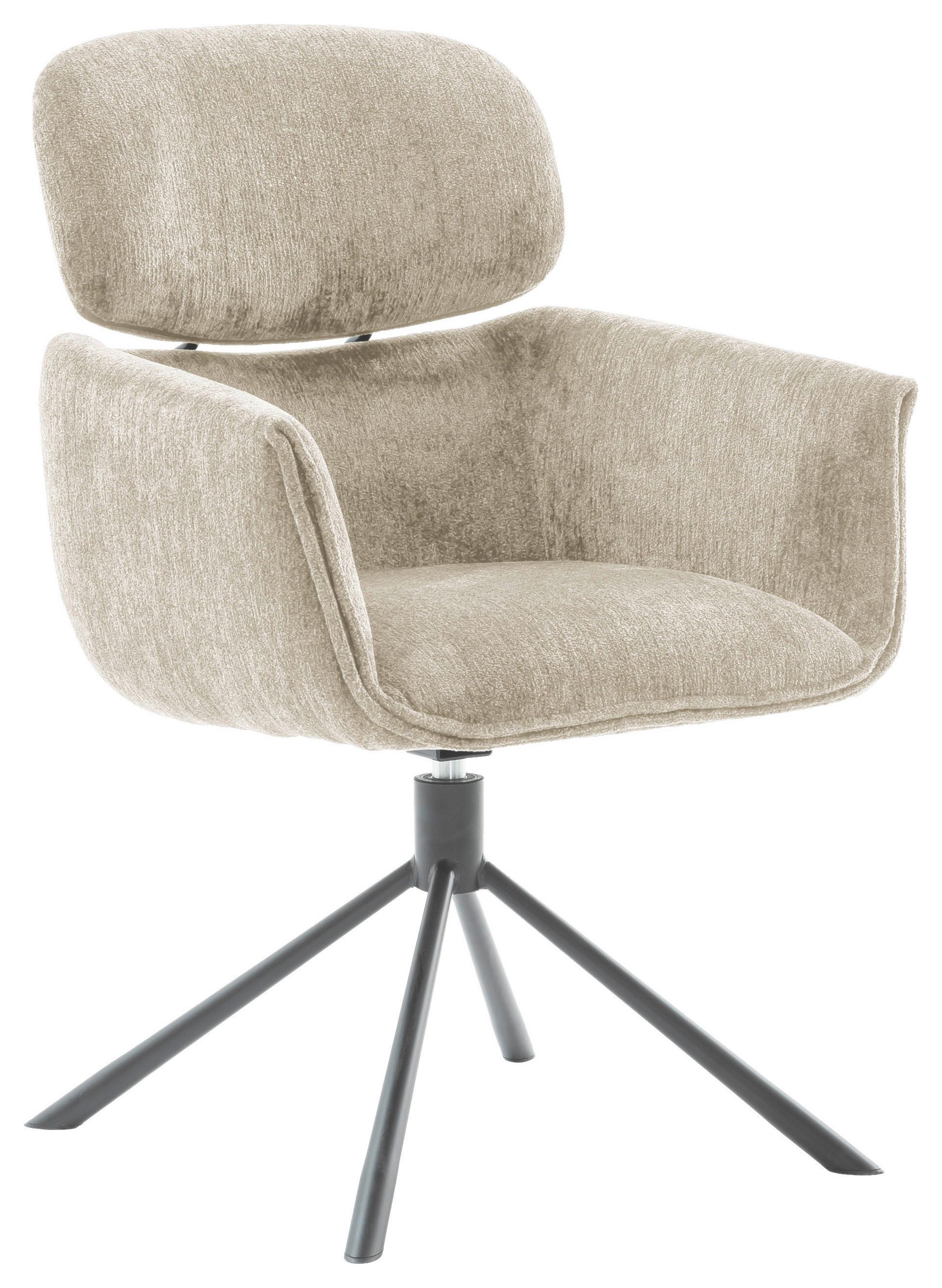 ARMLEHNSTUHL  in Stahl Struktur  - Creme/Schwarz, Design, Textil/Metall (60/90/65cm) - Novel