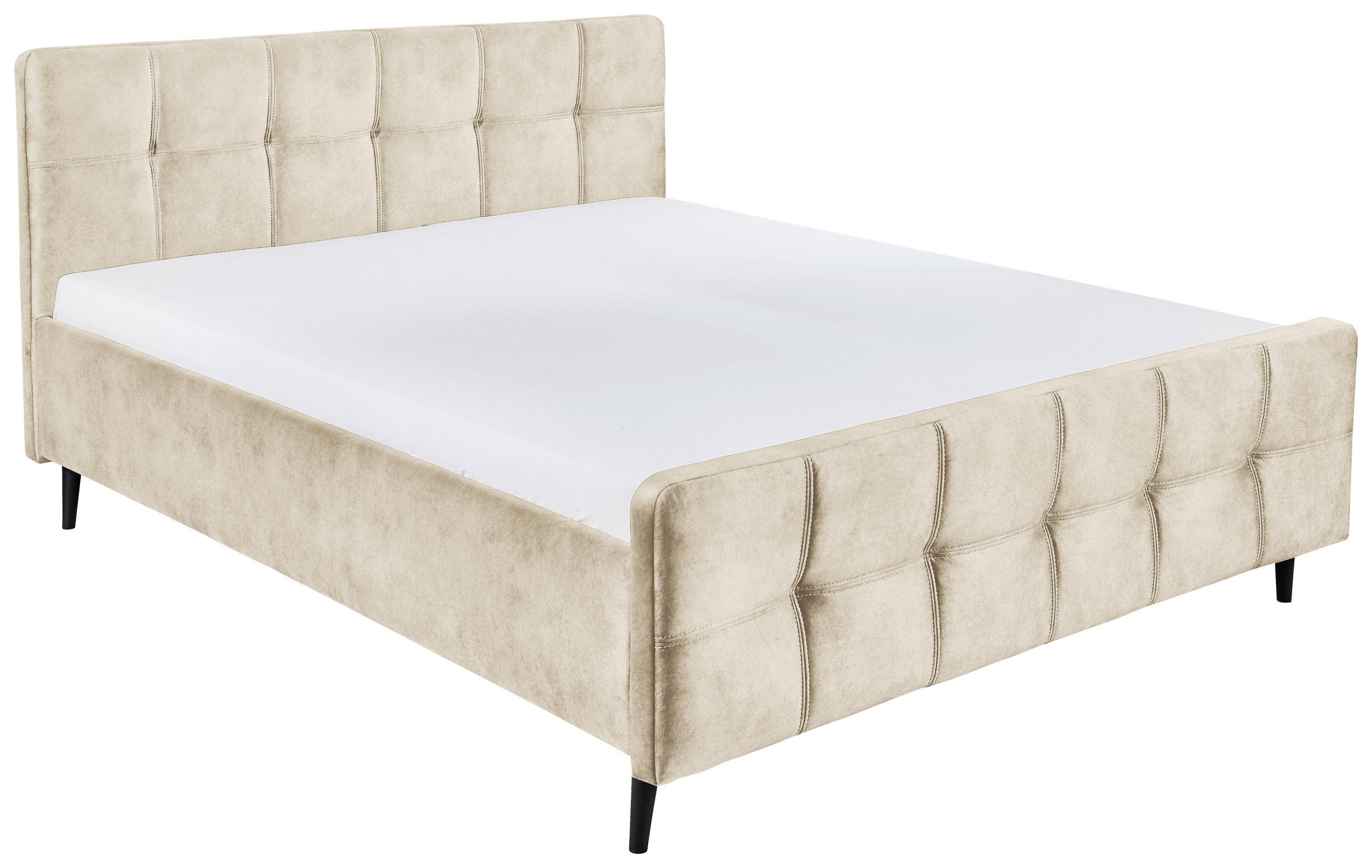 ČALÚNENÁ POSTEĽ, 180/200 cm, krémová - čierna/krémová, Basics, drevo/kompozitné drevo (180/200cm) - MID.YOU