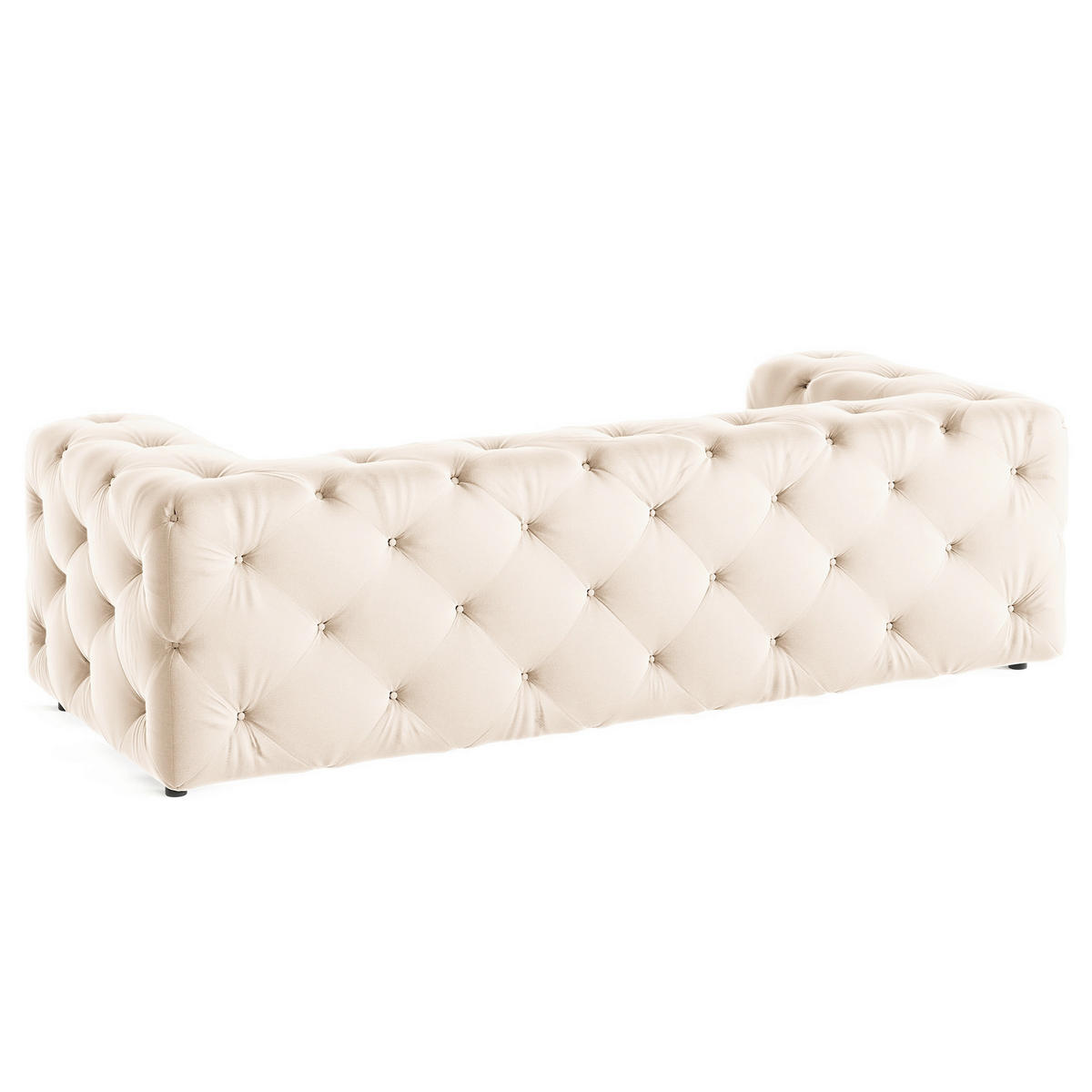 3-SITZER-SOFA Samt Creme  - Creme/Schwarz, Design, Kunststoff/Textil (230/71/100cm) - P & B